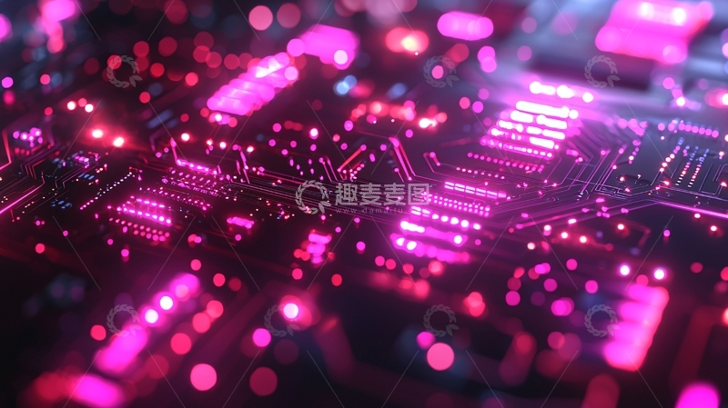 高清大图下载【趣麦麦图】霓虹灯电路板的特写