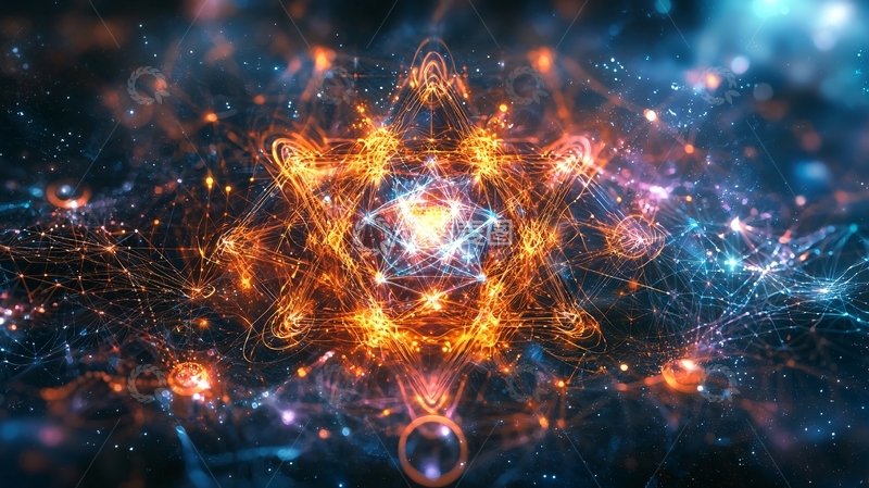 高清大图下载【趣麦麦图】复杂星形图案的科技背景