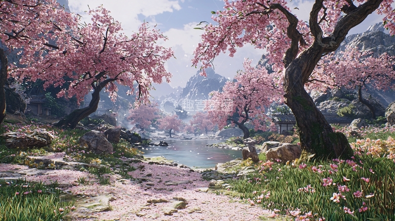 高清大图下载【趣麦麦图】唯美樱花树下的山间小路
