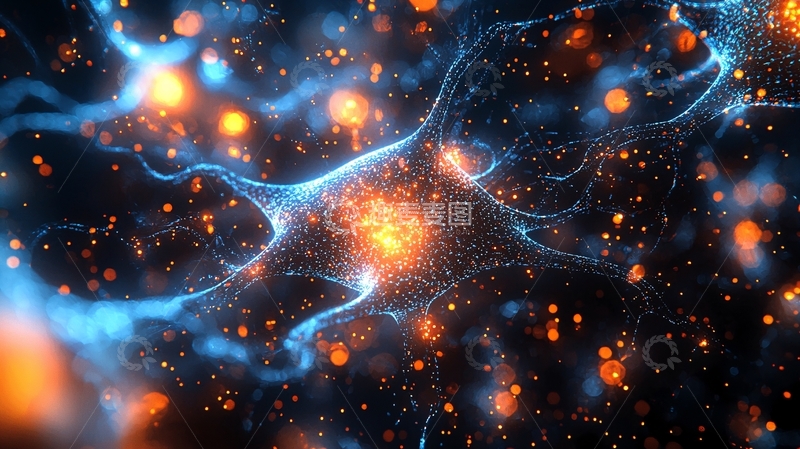 高清大图下载【趣麦麦图】蓝色光晕中闪耀的粒子