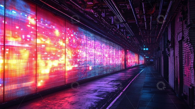 高清大图下载【趣麦麦图】霓虹灯未来走廊