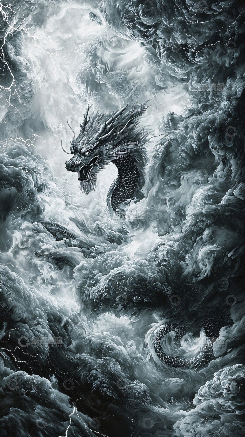 高清大图下载【趣麦麦图】水墨画龙