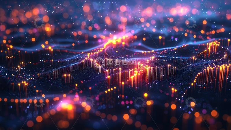 高清大图下载【趣麦麦图】闪耀的光点在蓝色背景上起伏