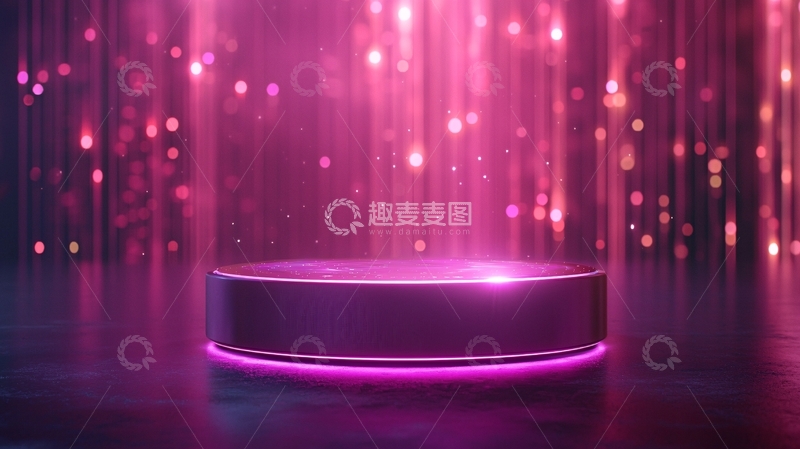 高清大图下载【趣麦麦图】粉色灯光下的圆形展示台