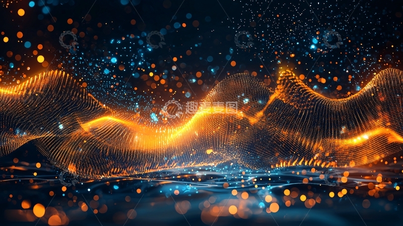 高清大图下载【趣麦麦图】金色波浪光线背景