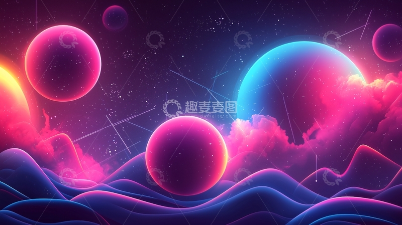 高清大图下载【趣麦麦图】霓虹色宇宙星空