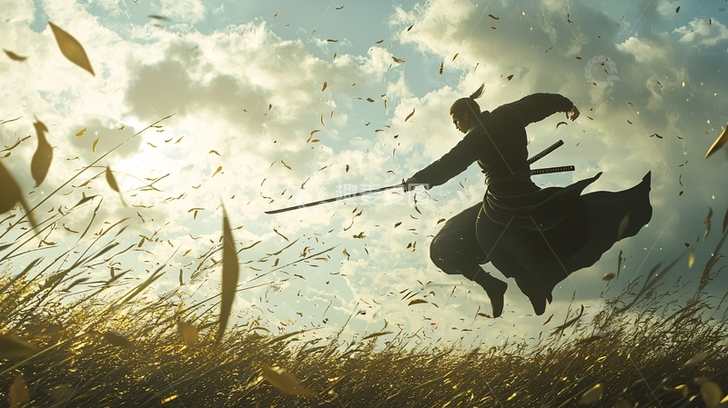 高清大图下载【趣麦麦图】武士飞跃