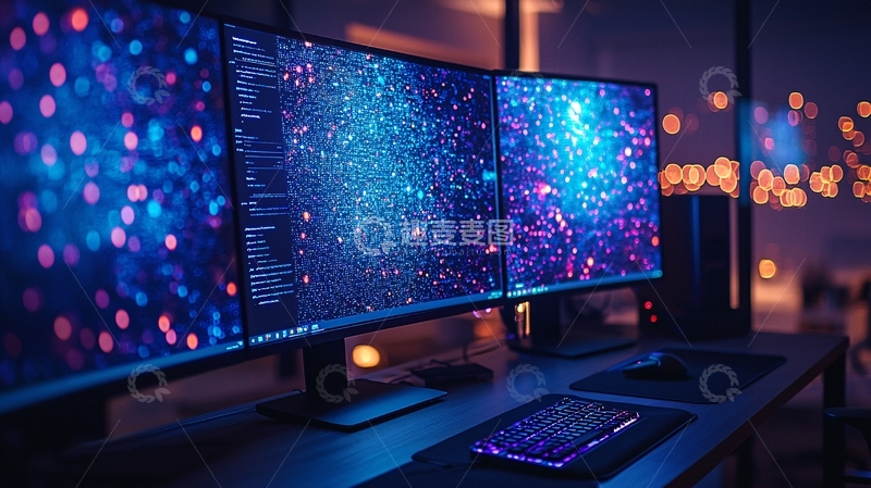 高清大图下载【趣麦麦图】三联屏星空电脑桌面