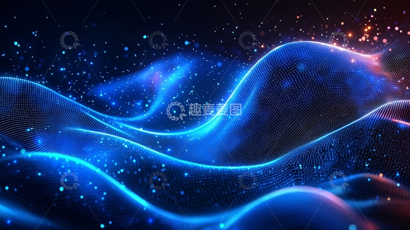 高清大图下载【趣麦麦图】蓝色星空流动光线背景