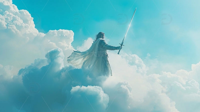 高清大图下载【趣麦麦图】云端持剑人物