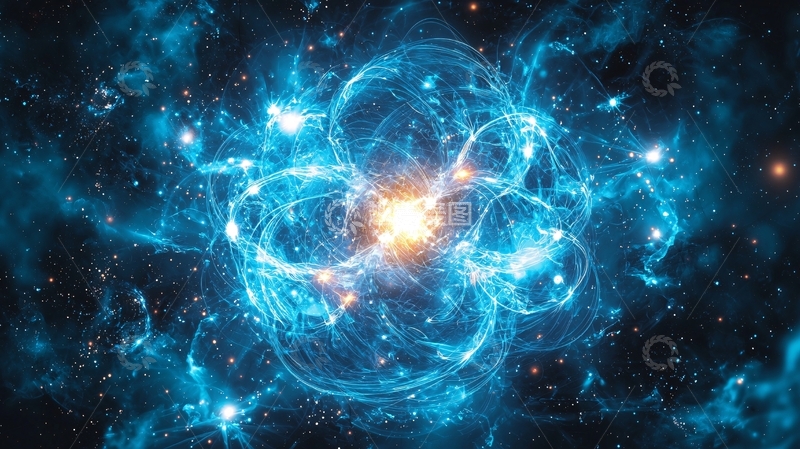 高清大图下载【趣麦麦图】蓝色星云爆炸中心光芒四射