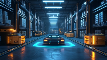 未来感仓库中的自动驾驶汽车