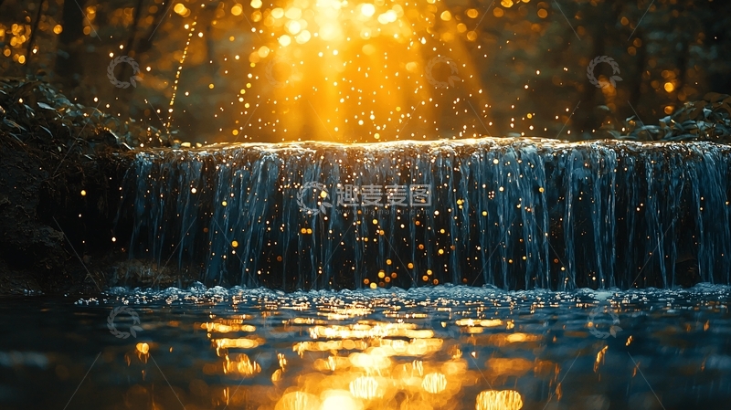 高清大图下载【趣麦麦图】阳光照耀下的瀑布