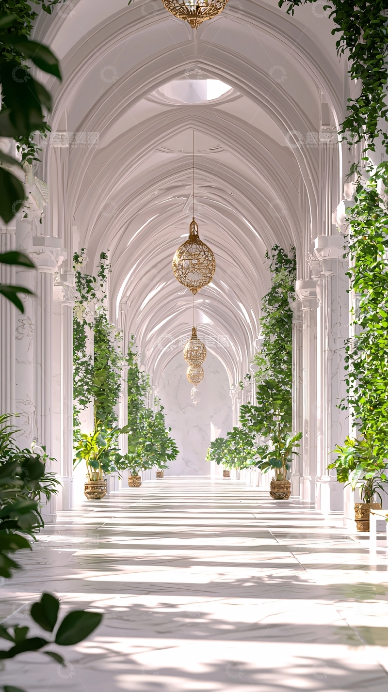 高清大图下载【趣麦麦图】白色拱廊长廊
