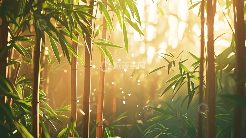 高清大图下载【趣麦麦图】阳光透过竹林