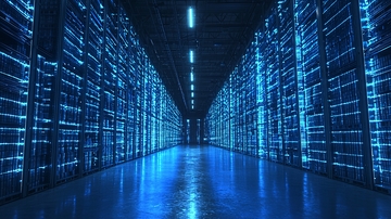 数据中心蓝色灯光走廊