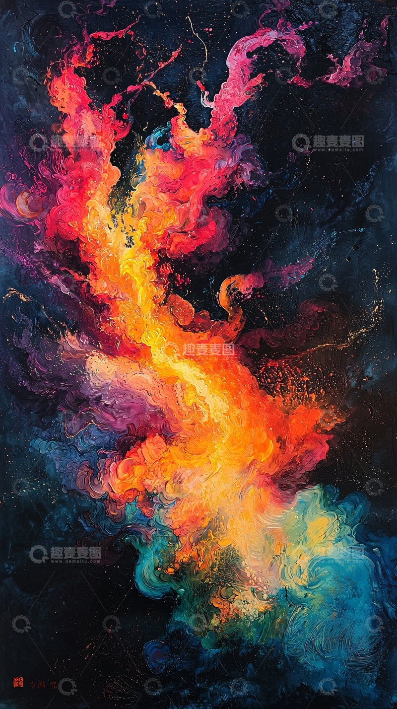 高清大图下载【趣麦麦图】绚丽多彩的抽象火焰