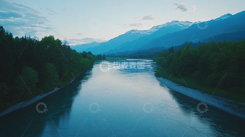 高清大图下载【趣麦麦图】宁静祥和的河流山景