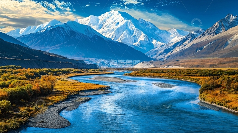 高清大图下载【趣麦麦图】雪山河流峡谷风景