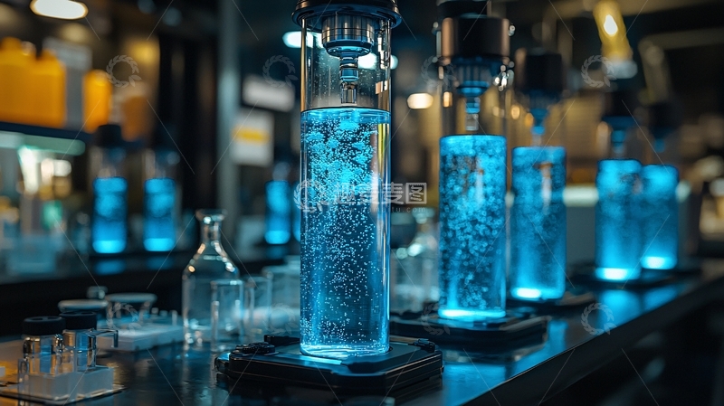 高清大图下载【趣麦麦图】蓝色液体在试管中