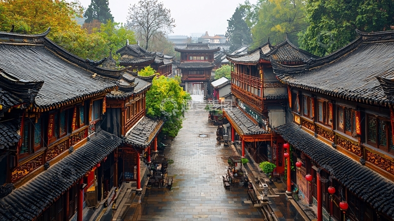 高清大图下载【趣麦麦图】古镇雨景