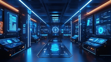 未来科技感控制室