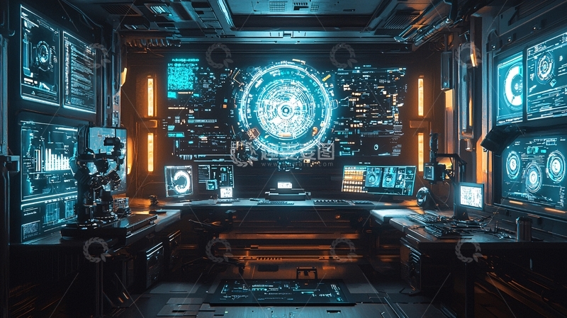 高清大图下载【趣麦麦图】未来科技控制室