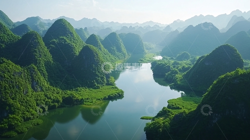 高清大图下载【趣麦麦图】绿色山水田园风光