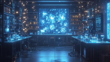 蓝色科幻实验室场景