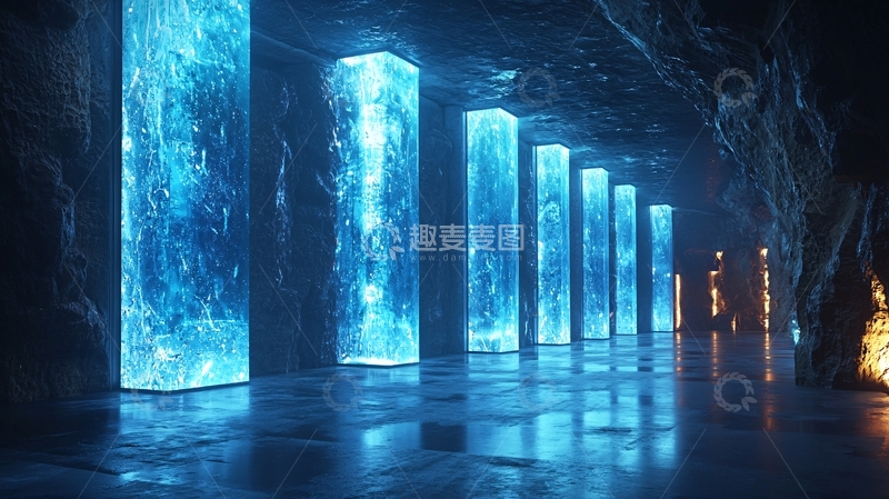 高清大图下载【趣麦麦图】未来科技感蓝色光柱