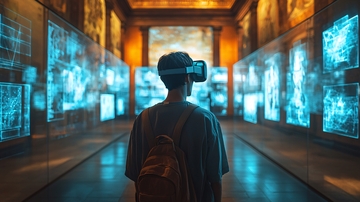 VR体验者在博物馆参观