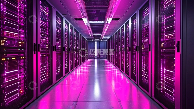 高清大图下载【趣麦麦图】服务器机房粉紫色光