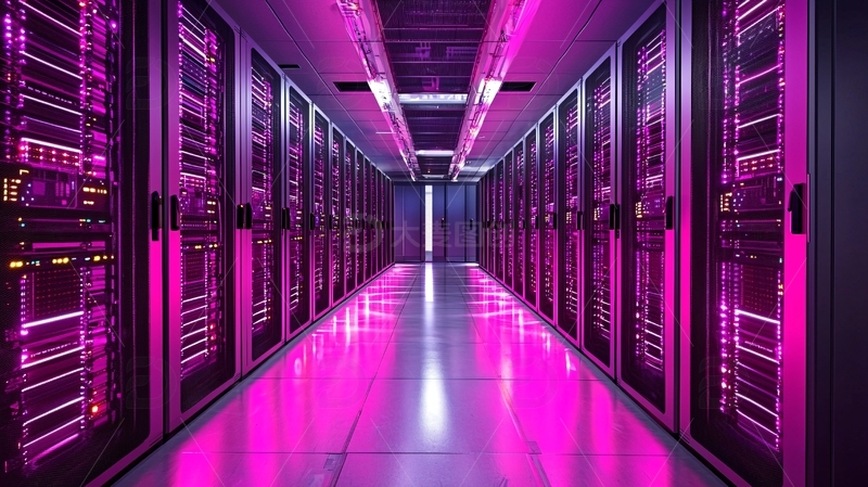 高清大图下载【趣麦麦图】服务器机房粉紫色光