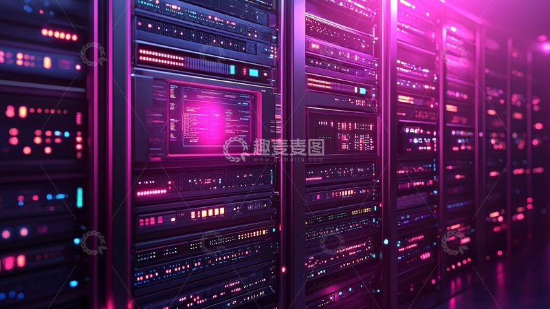 高清大图下载【趣麦麦图】数据中心机房夜景