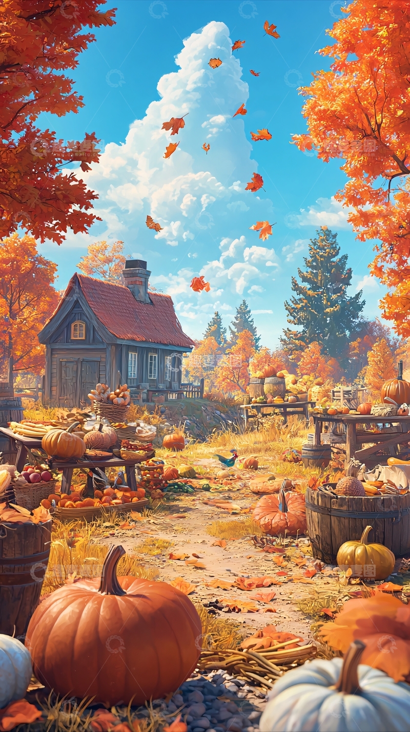 高清大图下载【趣麦麦图】秋日乡间小屋