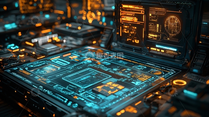 高清大图下载【趣麦麦图】未来科技感主板发光