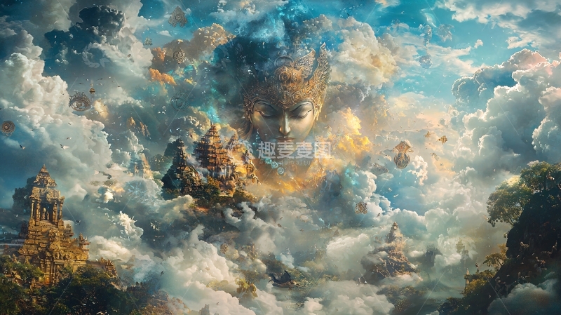 高清大图下载【趣麦麦图】云中巨脸