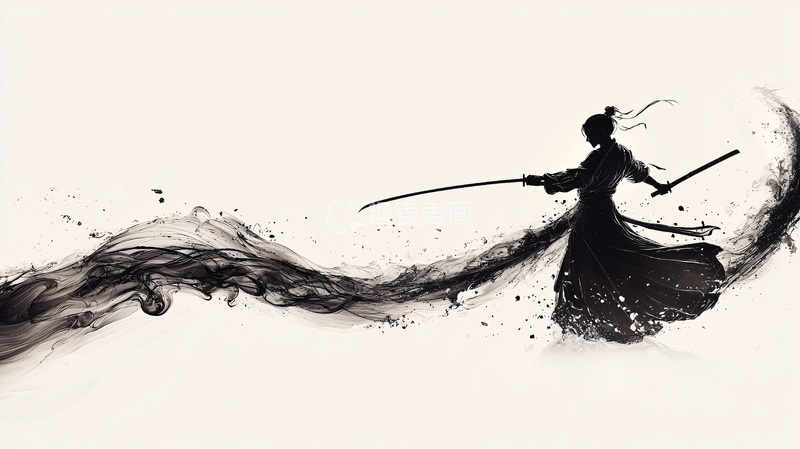 高清大图下载【趣麦麦图】水墨武士