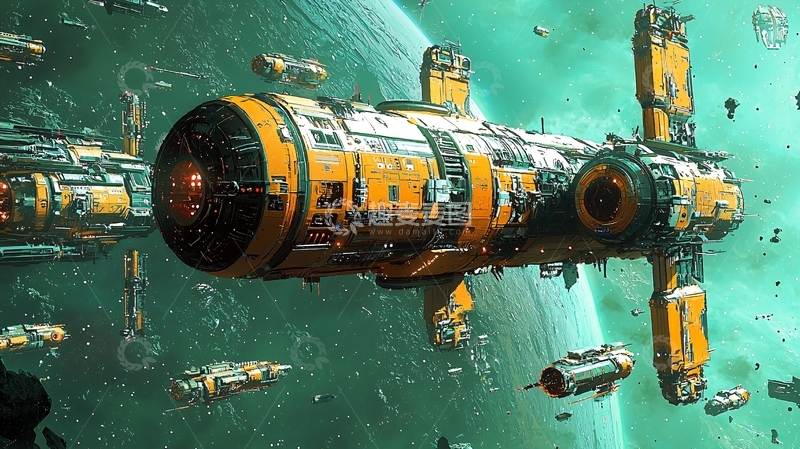 高清大图下载【趣麦麦图】宇宙飞船航行在外太空