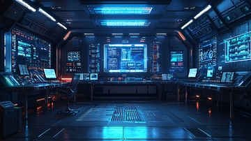 未来科技感控制室