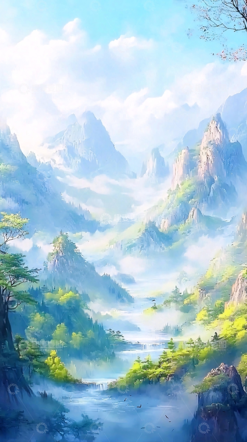 高清大图下载【趣麦麦图】仙境般梦幻山谷