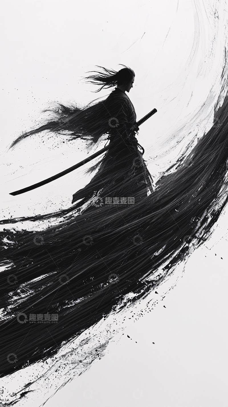 高清大图下载【趣麦麦图】水墨武士