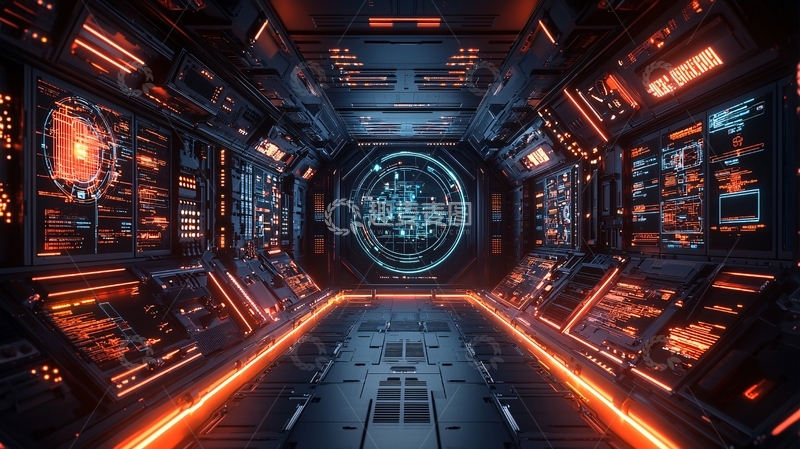 高清大图下载【趣麦麦图】科幻飞船内部走廊