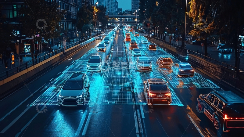 高清大图下载【趣麦麦图】城市夜晚车流繁忙景象