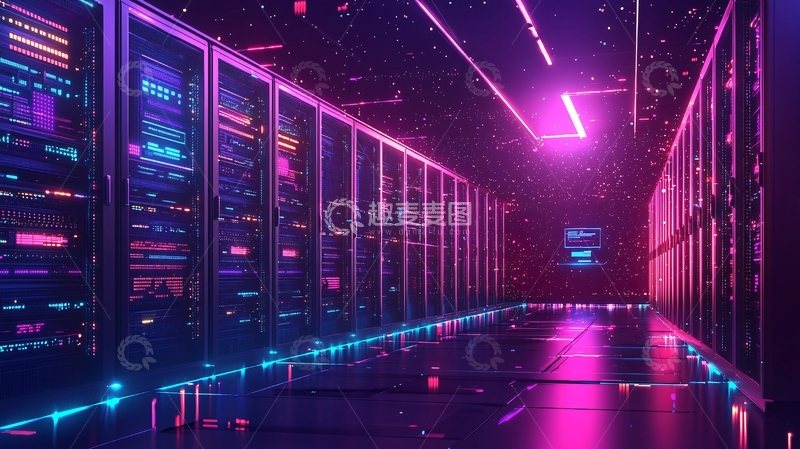 高清大图下载【趣麦麦图】科技感机房长廊