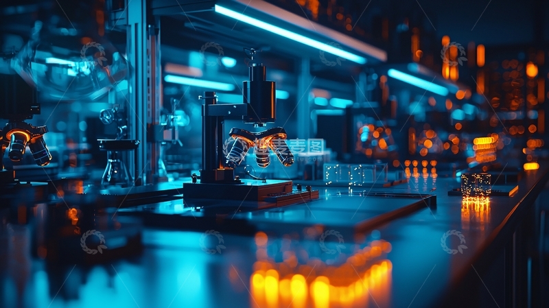 高清大图下载【趣麦麦图】蓝色灯光下的实验室