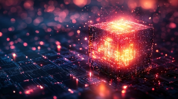 发光红色科技魔方