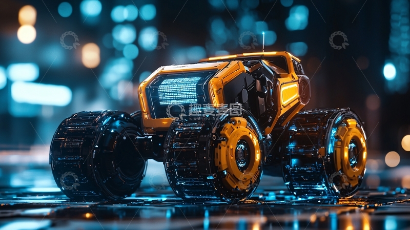 高清大图下载【趣麦麦图】赛博朋克风的履带车