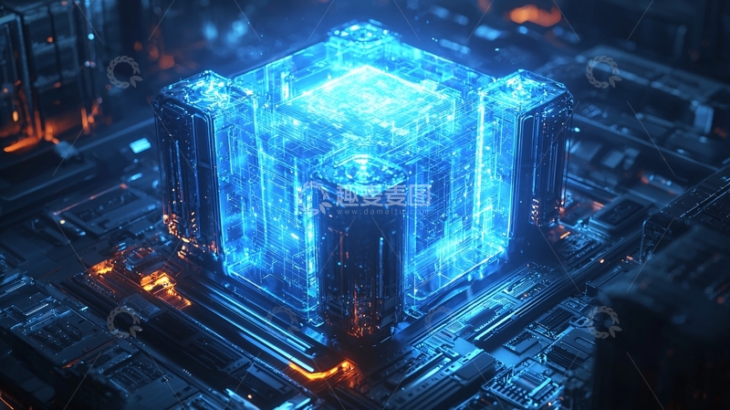 高清大图下载【趣麦麦图】科技感蓝色立方体