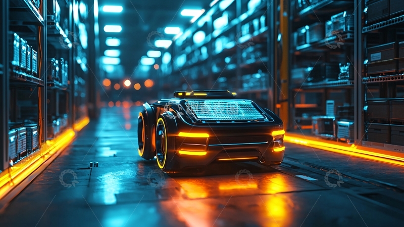 高清大图下载【趣麦麦图】未来仓库的自动运输车